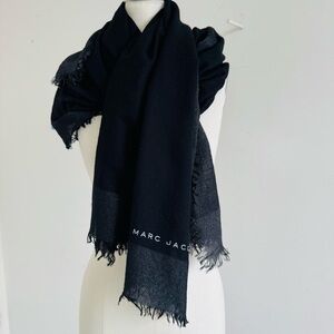 Marc Jacobs Black and Shimmer Fringe Scarf